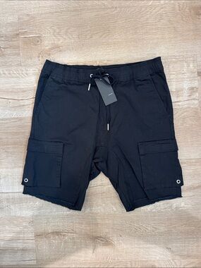 Zanerobe Black Cargo Drawstring Short Shorts